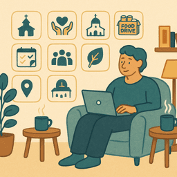 Person browsing church opportunities on a laptop